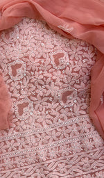 Load image into Gallery viewer, Parizia Women's Lucknowi Handcrafted Faux-Georgette Chikankari Suit Material - HONC0196198