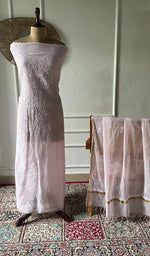 Load image into Gallery viewer, Women's Lakhnavi Handcrafted Mul Chanderi Unstitched Chikankari Full Suit - HONC0367573