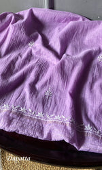 将图像加载到图库查看器中, Women's Lakhnavi Handcrafted Mul Chanderi Unstitched Chikankari Full Suit Material - HONC0278008
