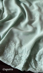 Load image into Gallery viewer, Women's Lakhnavi Handcrafted Viscose Georgette Unstitched Chikankari Full Suit Material - HONC0267300