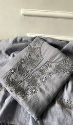 将图像加载到图库查看器中, Women's Lakhnavi Handcrafted Unstitchd Mul Chanderi Kurta And Dupatta Set - HONC0330022