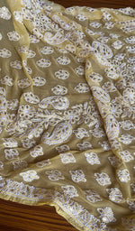 Load image into Gallery viewer, Women's Lakhnavi Handcrafted Faux-Georgette Chikankari Saree - HONC0188856
