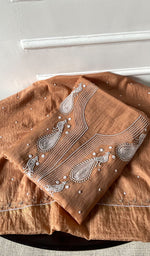 Load image into Gallery viewer, Women's Lakhnavi Handcrafted Mul Chanderi Unstitched Kurta And Dupatta Set- HONC0323418