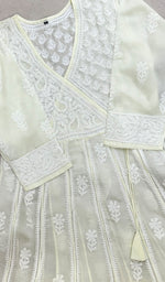 将图像加载到图库查看器中, Abisha Women's Lucknowi Handcrafted Cotton Chikankari Angrakha - HONC0232861