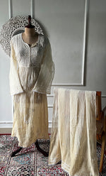 Load image into Gallery viewer, Izana Women's Lakhnavi Handcrafted Mul Chanderi Semi - stitched Chikankari Full Suit Material - HONC0333506