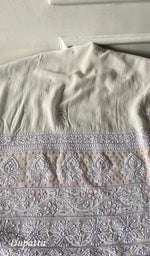 Load image into Gallery viewer, Women's Lakhnavi Handcrafted Pure Silk Georgette Chikankari Semi - stitched Anarkali And Dupatta Set- HONC0335355