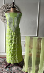 Load image into Gallery viewer, Women's Lakhnavi Handcrafted Unstitched Cotton Chikankari Suit Material - HONC0333967