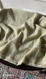 Load image into Gallery viewer, Haaniya Women's Lakhnavi Handcrafted Mul Chanderi Unstitched Kurta And Dupatta Set - HONC0965195