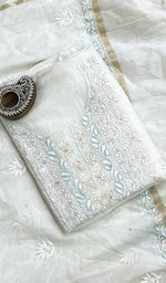 Load image into Gallery viewer, Women's Lakhnavi Handcrafted Mul Chanderi Kurta And Dupatta Set - HONC0176128
