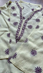 将图像加载到图库查看器中, Women's Lakhnavi Handcrafted Cotton Chikankari Kurti - N1779