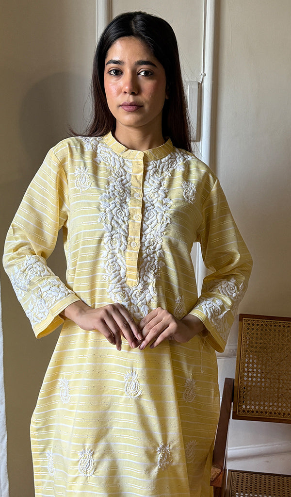 Amanat Women's Lucknowi Handcrafted Cotton Chikankari Kurti - HONC0225123