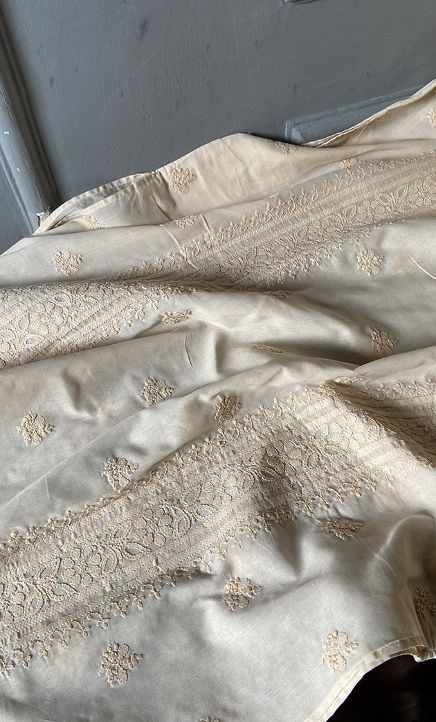 Men's Lucknowi Handcrafted Cotton Chikankari Kurta - HONC0303097