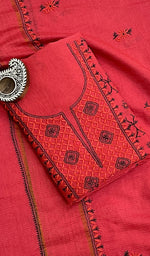 Load image into Gallery viewer, Women's Lakhnavi Handcrafted Maheshwari Mul Chanderi Kurta And Dupatta Set - HONC0172457