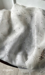 Load image into Gallery viewer, Women's Lakhnavi Handcrafted Pure Organza Chikankari Unstitched Kurta And Dupatta Set- HONC032185