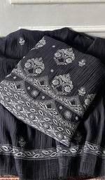 Load image into Gallery viewer, Women's Lakhnavi Handcrafted Mul Chanderi Unstitched Chikankari Full Suit Material - HONC0374241