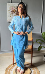 Load image into Gallery viewer, Rashida Women's Lakhnavi Handcrafted Muslin Chikankari Kurta And Pant Set - HONC0300558