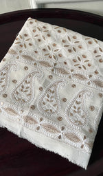 将图像加载到图库查看器中, Saima Women's Lakhnavi Handcrafted Pure Silk Georgette Chikankari  Kurti Fabric - HONC0229266