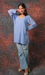 Load image into Gallery viewer, Women's Lucknowi Handcrafted Viscose Georgette Chikankari Top - HONC0327547