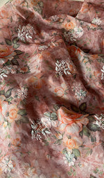 将图像加载到图库查看器中, Women's Lakhnavi Handcrafted Organza Chikankari Unstitched Kurta And Dupatta Set - HONC0268888