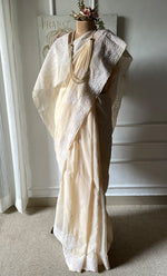 Load image into Gallery viewer, Women's Lakhnavi Handcrafted Cotton Chikankari Saree - HONC0317296