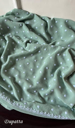 Load image into Gallery viewer, Women's Lakhnavi Handcrafted Pure Silk Georgette Chikankari Suit Material - HONC0260019