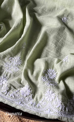 Load image into Gallery viewer, Alishba Women's Lucknowi Handcrafted Kota Cotton Chikankari Unstitched Kurta And Dupatta Set - HONC0312634