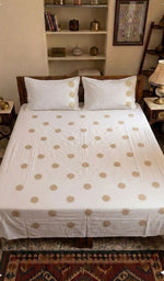 Load image into Gallery viewer, Lakhnavi Handcrafted Cotton Chikankari Bedsheet Set - HONC0373294