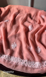 Load image into Gallery viewer, Women's Lakhnavi Handcrafted Unstitched Faux-Georgette Chikankari Suit Material - HONC0263373