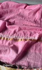 Load image into Gallery viewer, Jazba Women's Lakhnavi Handcrafted Mul Chanderi UnStitched Kurta And Dupatta Set - HONC0301688