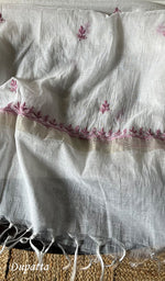 将图像加载到图库查看器中, Women's Lakhnavi Handcrafted Mul Chanderi Unstitched Kurta And Dupatta Set - HONC0284680