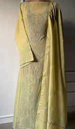 Load image into Gallery viewer, Women's Lakhnavi Handcrafted Mul Chanderi Semi - Stitched Kurta And Dupatta Set - HONC0269047
