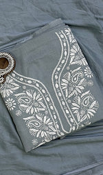 Load image into Gallery viewer, Women's Lakhnavi Handcrafted Cotton Chikankari Suit Materia- HONC157382