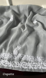 将图像加载到图库查看器中, Yumna Women's Lucknowi Handcrafted Faux-Georgette Chikankari Suit Material - HONC0263417