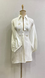 Load image into Gallery viewer, Fiza Women's Lakhnavi Handcrafted Chanderi Silk Semi- Stiched Chikankari Top - HONC0185366