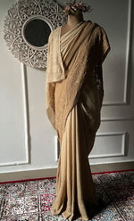 将图像加载到图库查看器中, Women's Lakhnavi Handcrafted Viscose Georgette Chikankari Saree - HONC0318165