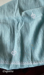 Load image into Gallery viewer, Nushrat Women's Lakhnavi Handcrafted Mul Chanderi Unstitched Kurta And Dupatta Set - HONC0247991
