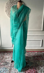 将图像加载到图库查看器中, Women's Lucknowi Handcrafted Pure Organza Silk Chikankari Saree - HONC0321769