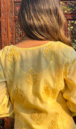 Load image into Gallery viewer, Masooma Women's Lucknowi Handcrafted Chanderi Silk Chikankari Kurti - HONC0257296