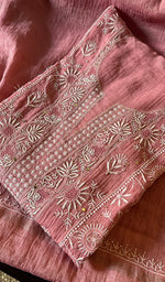 将图像加载到图库查看器中, Women's Lakhnavi Handcrafted Tissue Chanderi Semi - Stitched Kurta And Dupatta Set - HONC0267045