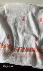 Load image into Gallery viewer, Women's Lakhnavi Handcrafted Mul Chanderi Unstitched Kurta And Dupatta Set- HONC0321881