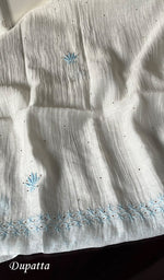 Load image into Gallery viewer, Kashish Women's Lakhnavi Handcrafted Mul Chanderi Chikankari Semi - Stitched Kurta Dupatta Set - HONC0252784