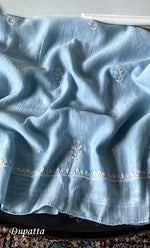 Load image into Gallery viewer, Women's Lakhnavi Handcrafted Unstitched Mul Chanderi Kurta And Dupatta Set - HONC0322456