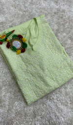 将图像加载到图库查看器中, Sufiyani Women's Lucknowi Handcrafted Mul Cotton Chikankari Kurti - HONC0161338