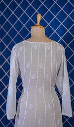 Load image into Gallery viewer, White Cotton Chikankari Anarkali Dress