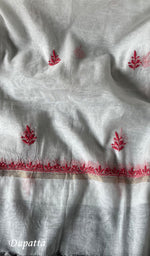 将图像加载到图库查看器中, Women's Lakhnavi Handcrafted Mul Chanderi Unstitched Kurta And Dupatta Set - HONC0278140
