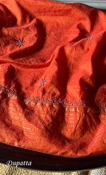 Load image into Gallery viewer, Women's Lakhnavi Handcrafted Mul Chanderi Semi - Stitched Anarkali And Dupatta Set - HONC0282402