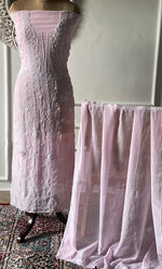 将图像加载到图库查看器中, Women's Lakhnavi Handcrafted Unstitched Mul Chanderi Kurta And Dupatta Set - HONC0329039