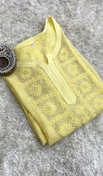 将图像加载到图库查看器中, Sadaf Women's Lakhnavi Handcrafted Viscose Georgette Chikankari Kurti - HONC0174149
