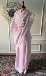 Load image into Gallery viewer, Women's Lakhnavi Handcrafted Cotton Chikankari Saree - HONC0317300