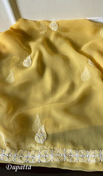 将图像加载到图库查看器中, Women's Lucknowi Handcrafted Faux-Georgette Chikankari Suit Material - HONC0263014